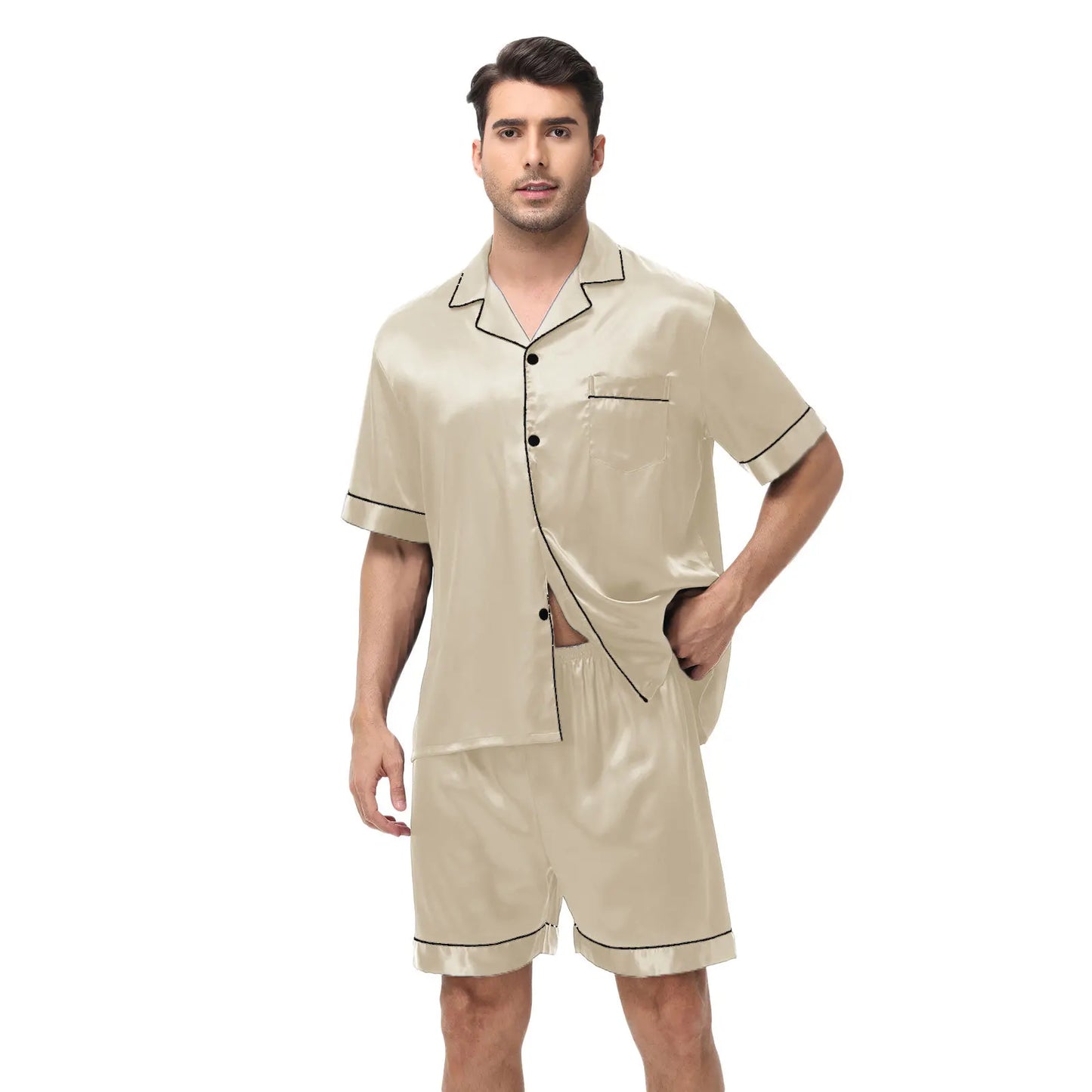 Satin Herren-Pyjama – Eleganz trifft KomfortGönn dir den Luxus, den du verdienst