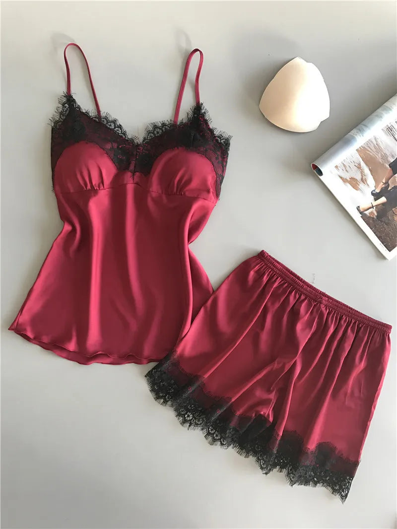 Satin Damen-Pyjama Zweiteiler – Kurz & ElegantElegant, feminin und herrlich bequem